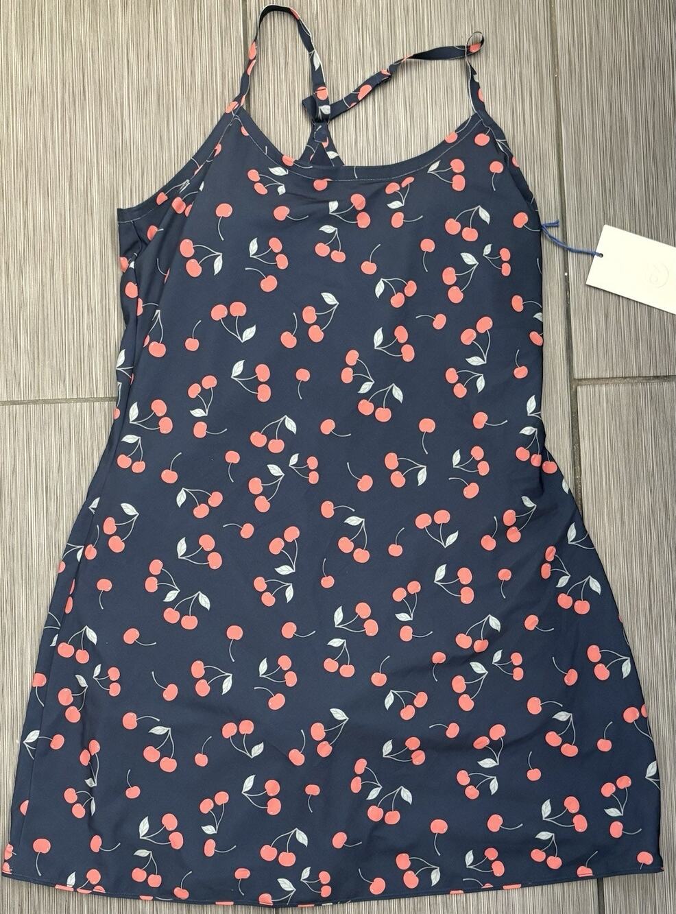 Outdoor Voices Navy Blue With Cherries Exercise Dress Women's Size Large